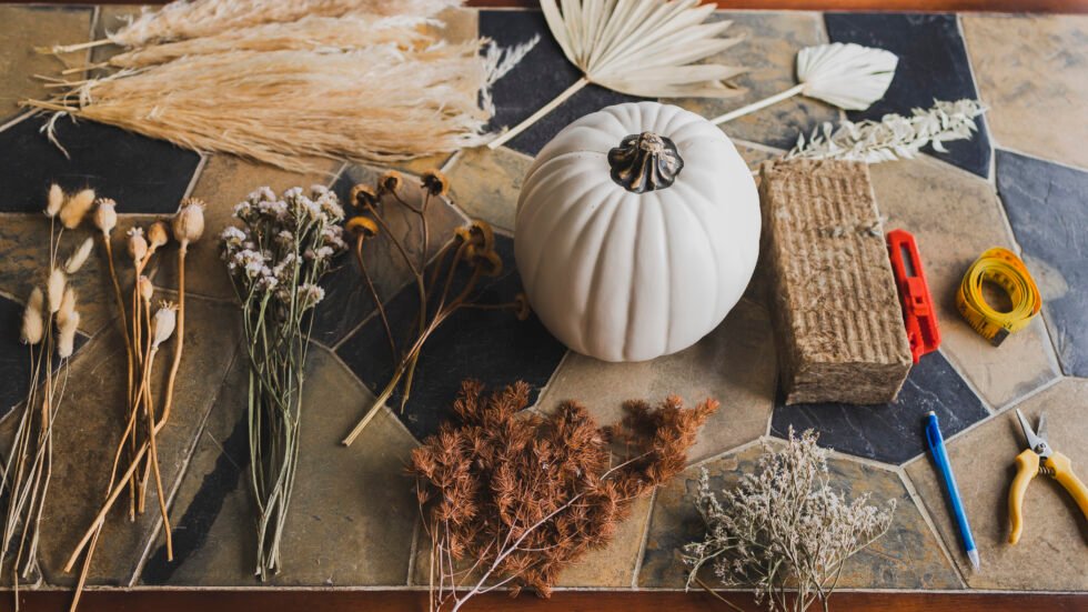 How To Make A Pumpkin Centerpiece With Dried Flowers