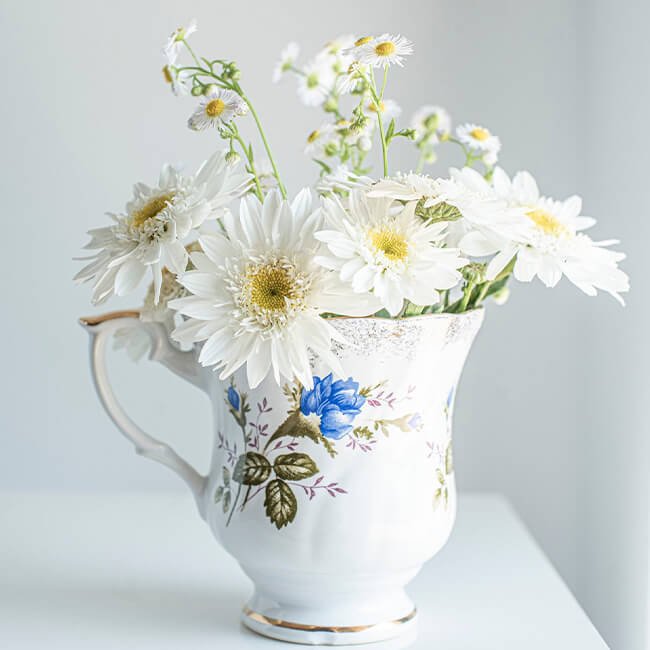 flowers in teapot