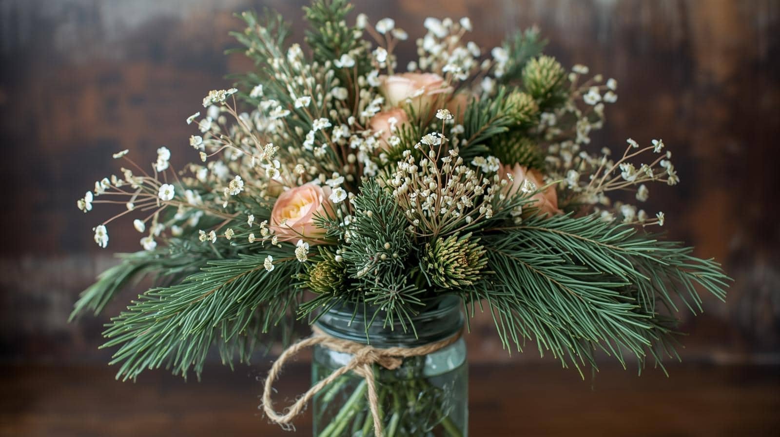 Rustic Holiday Mason Jar Bouquet Rustic Holiday Mason Jar Bouquet