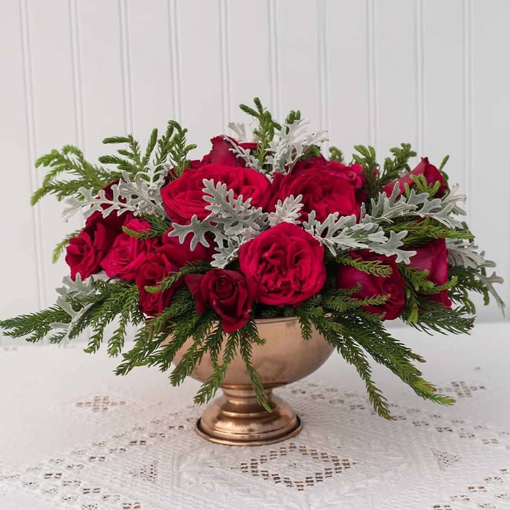 christmas flower compote arrangement christmas flower compote arrangement