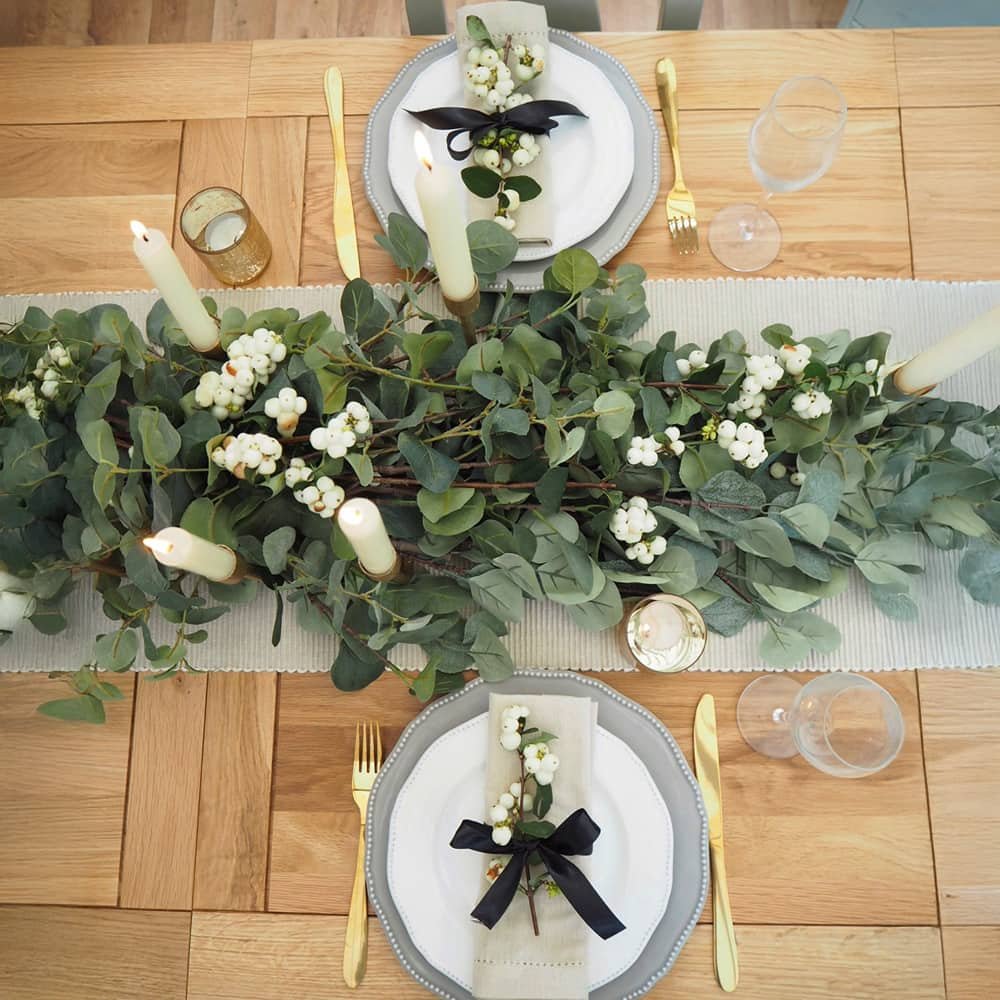 winter eucalyptus table garland winter eucalyptus table garland
